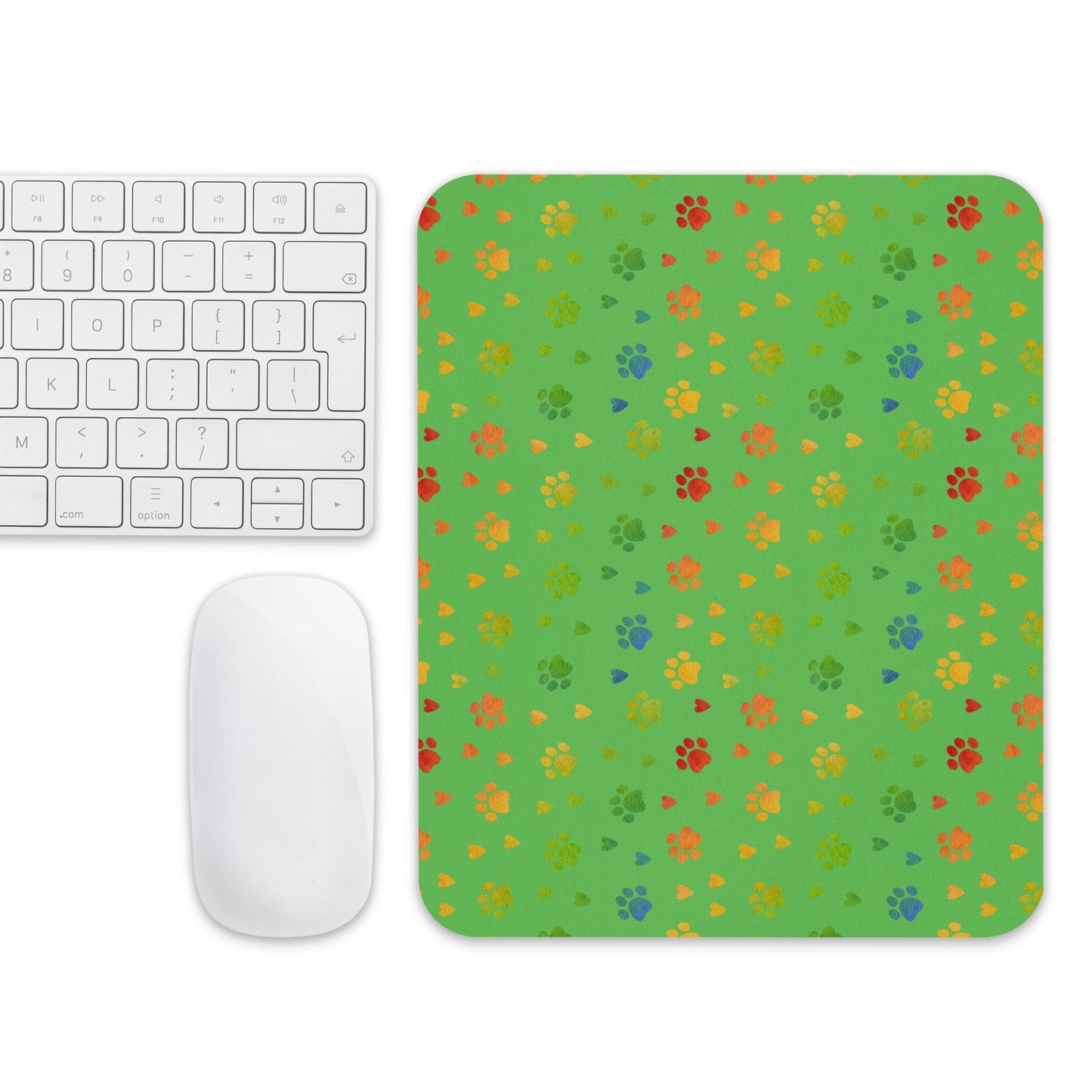 Green Paw Prints Mouse Pad - DoggyLoveandMore
