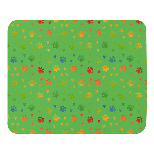 Green Paw Prints Mouse Pad - DoggyLoveandMore