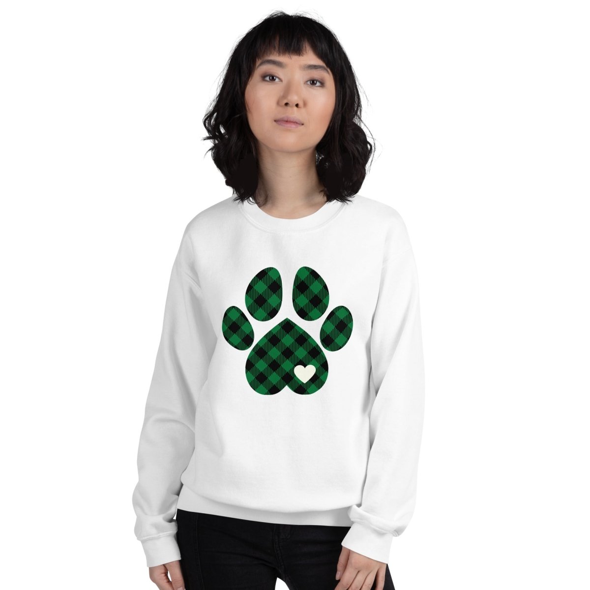 Green Plaid Dog Paw Sweatshirt - DoggyLoveandMore