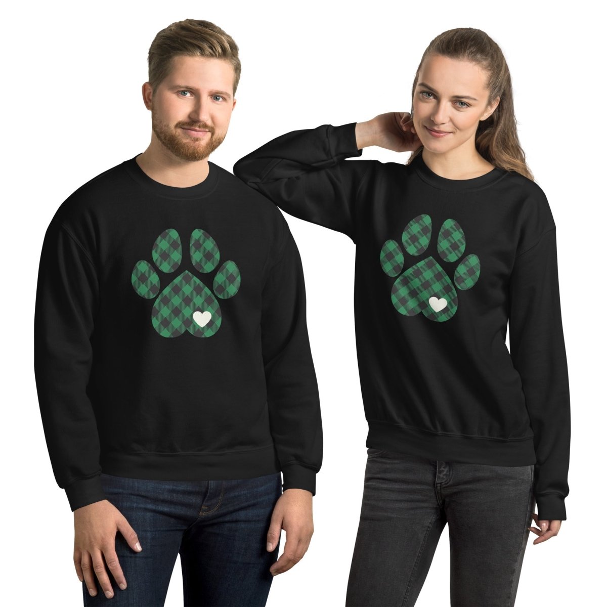 Green Plaid Dog Paw Sweatshirt - DoggyLoveandMore