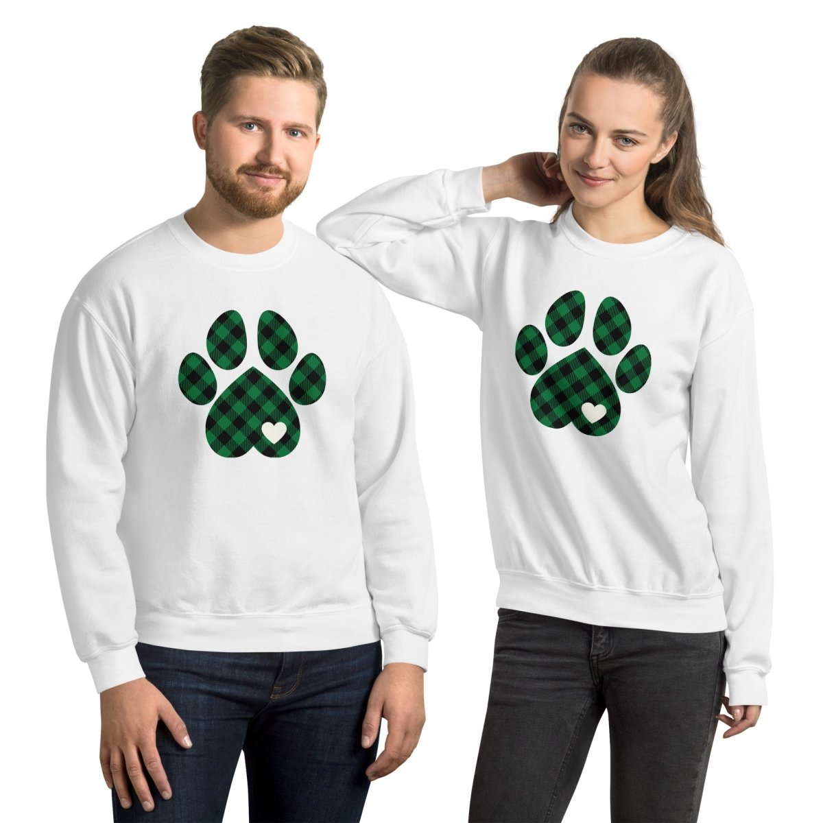 Green Plaid Dog Paw Sweatshirt - DoggyLoveandMore