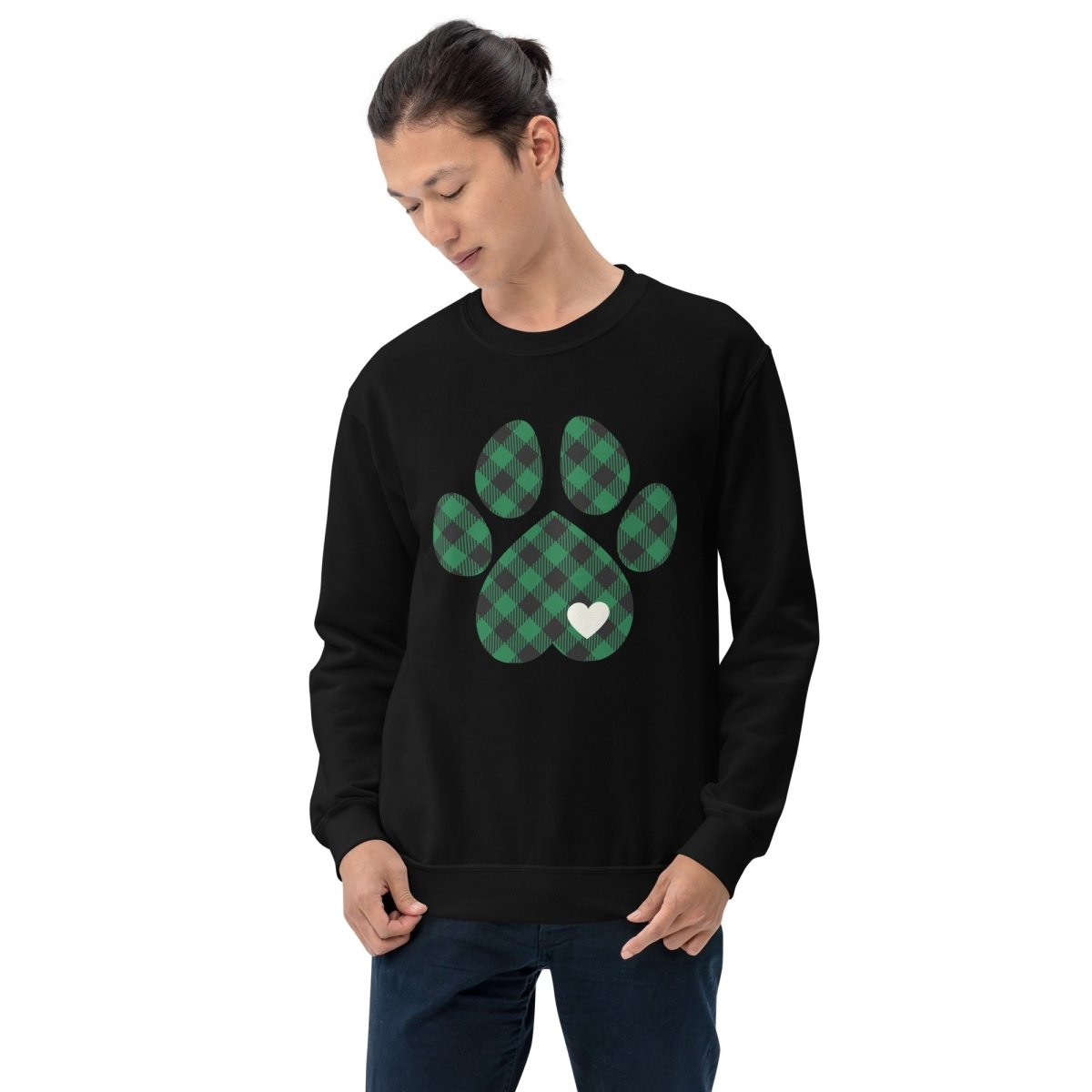 Green Plaid Dog Paw Sweatshirt - DoggyLoveandMore