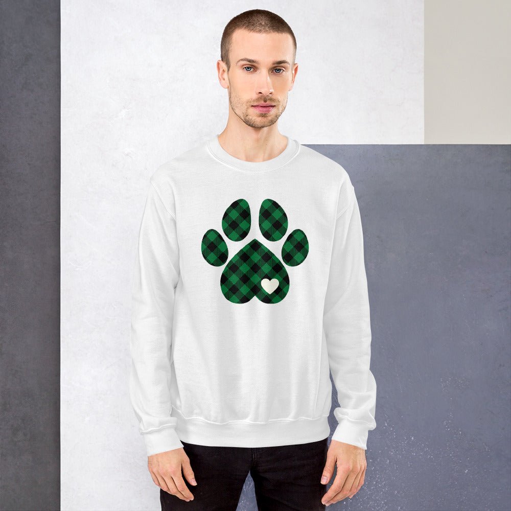 Green Plaid Dog Paw Sweatshirt - DoggyLoveandMore