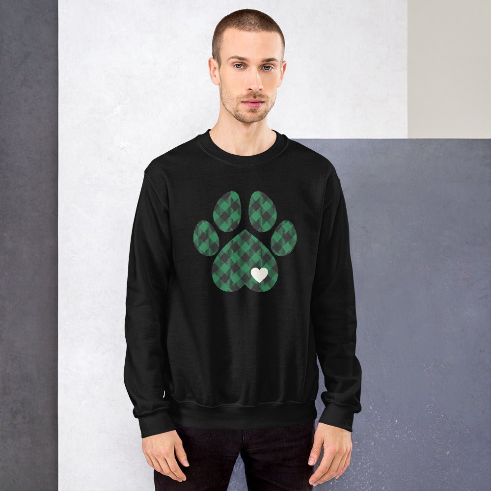 Green Plaid Dog Paw Sweatshirt - DoggyLoveandMore