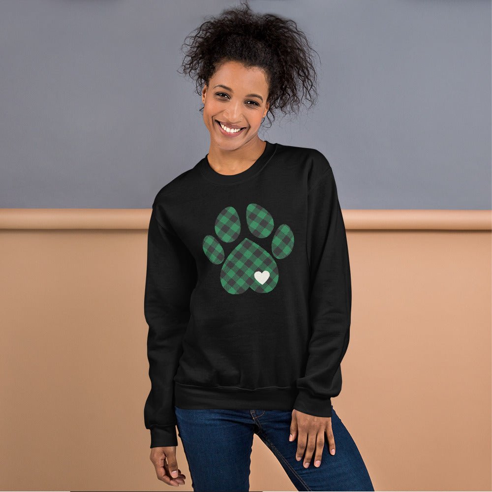 Green Plaid Dog Paw Sweatshirt - DoggyLoveandMore