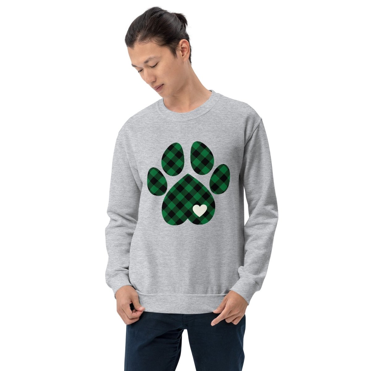 Green Plaid Dog Paw Sweatshirt - DoggyLoveandMore