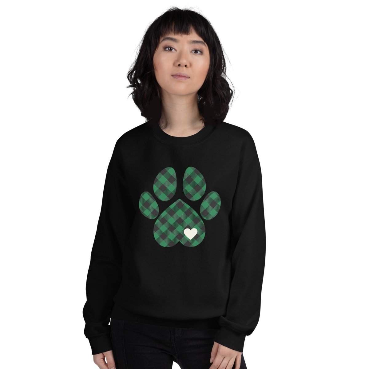 Green Plaid Dog Paw Sweatshirt - DoggyLoveandMore