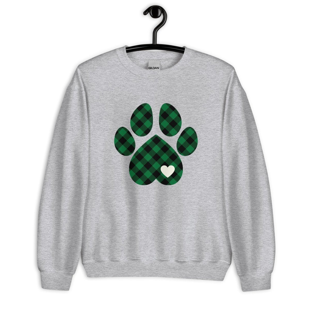 Green Plaid Dog Paw Sweatshirt - DoggyLoveandMore