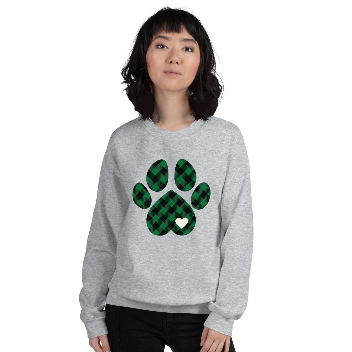 Green Plaid Dog Paw Sweatshirt - DoggyLoveandMore