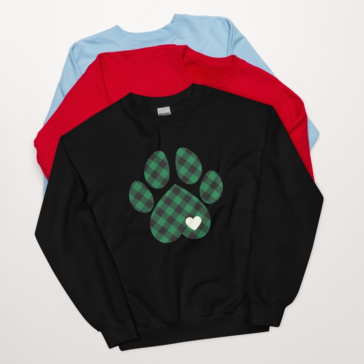 Green Plaid Dog Paw Sweatshirt - DoggyLoveandMore