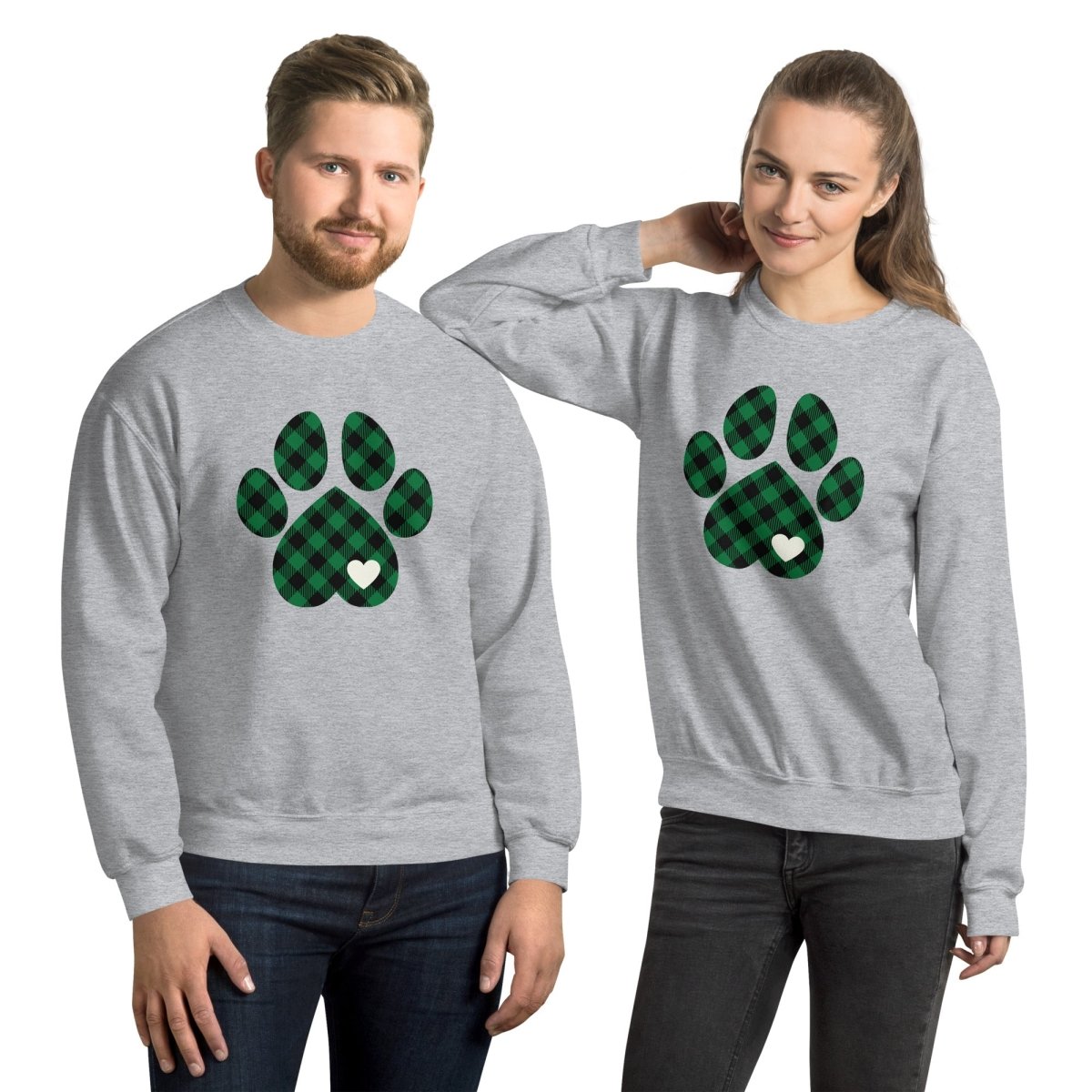 Green Plaid Dog Paw Sweatshirt - DoggyLoveandMore