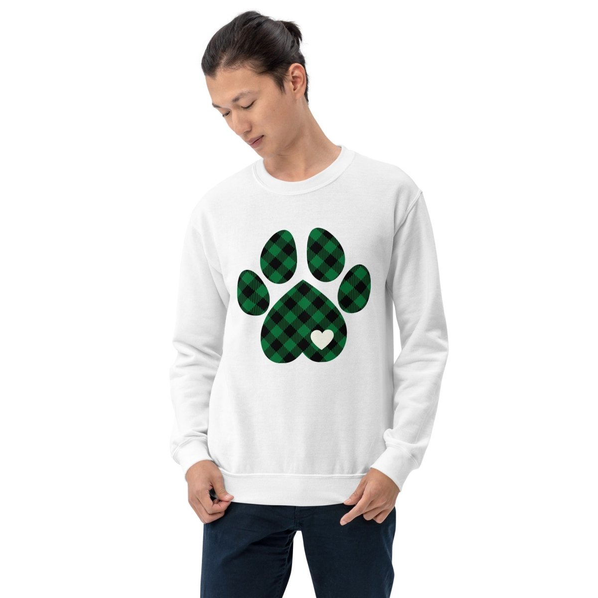 Green Plaid Dog Paw Sweatshirt - DoggyLoveandMore