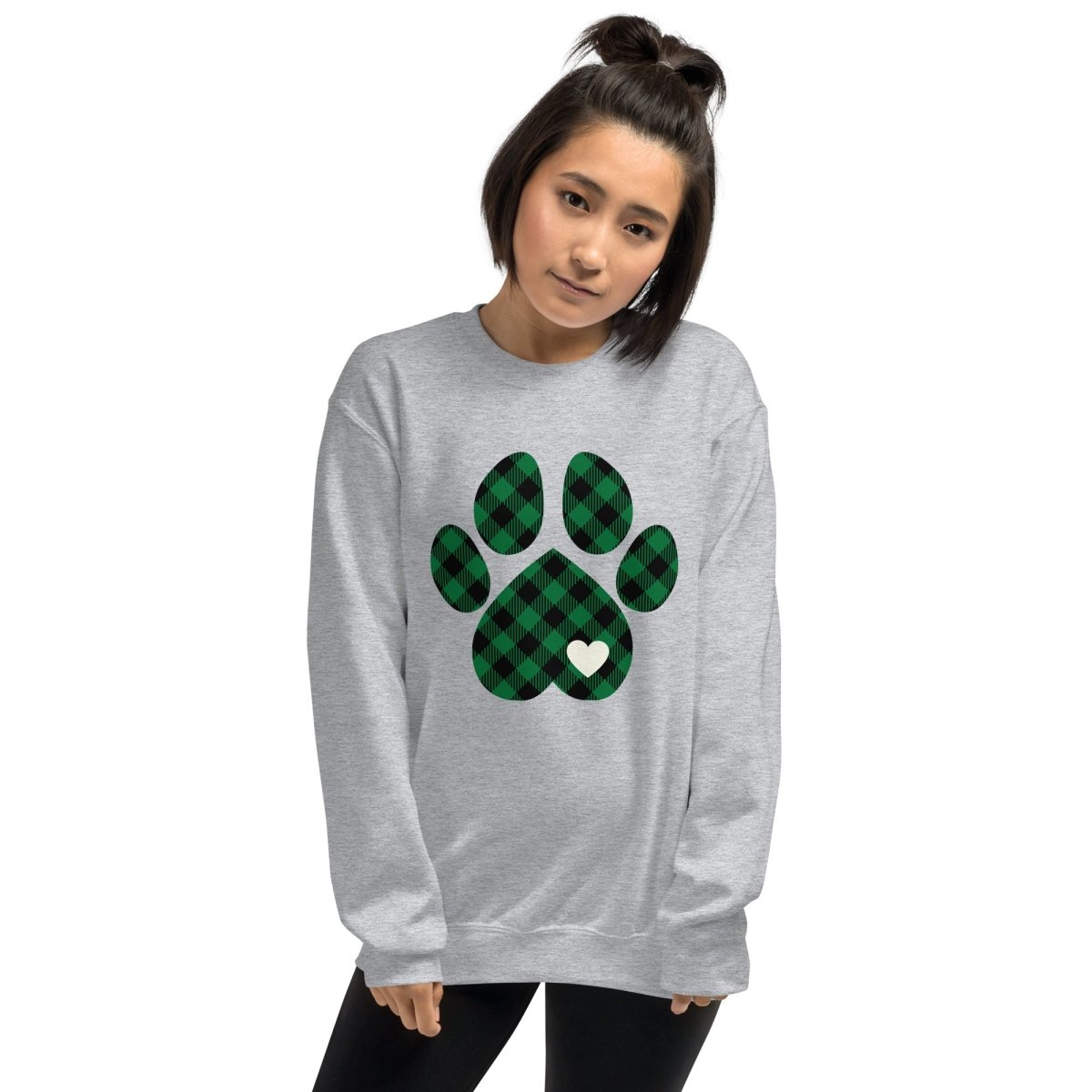 Green Plaid Dog Paw Sweatshirt - DoggyLoveandMore