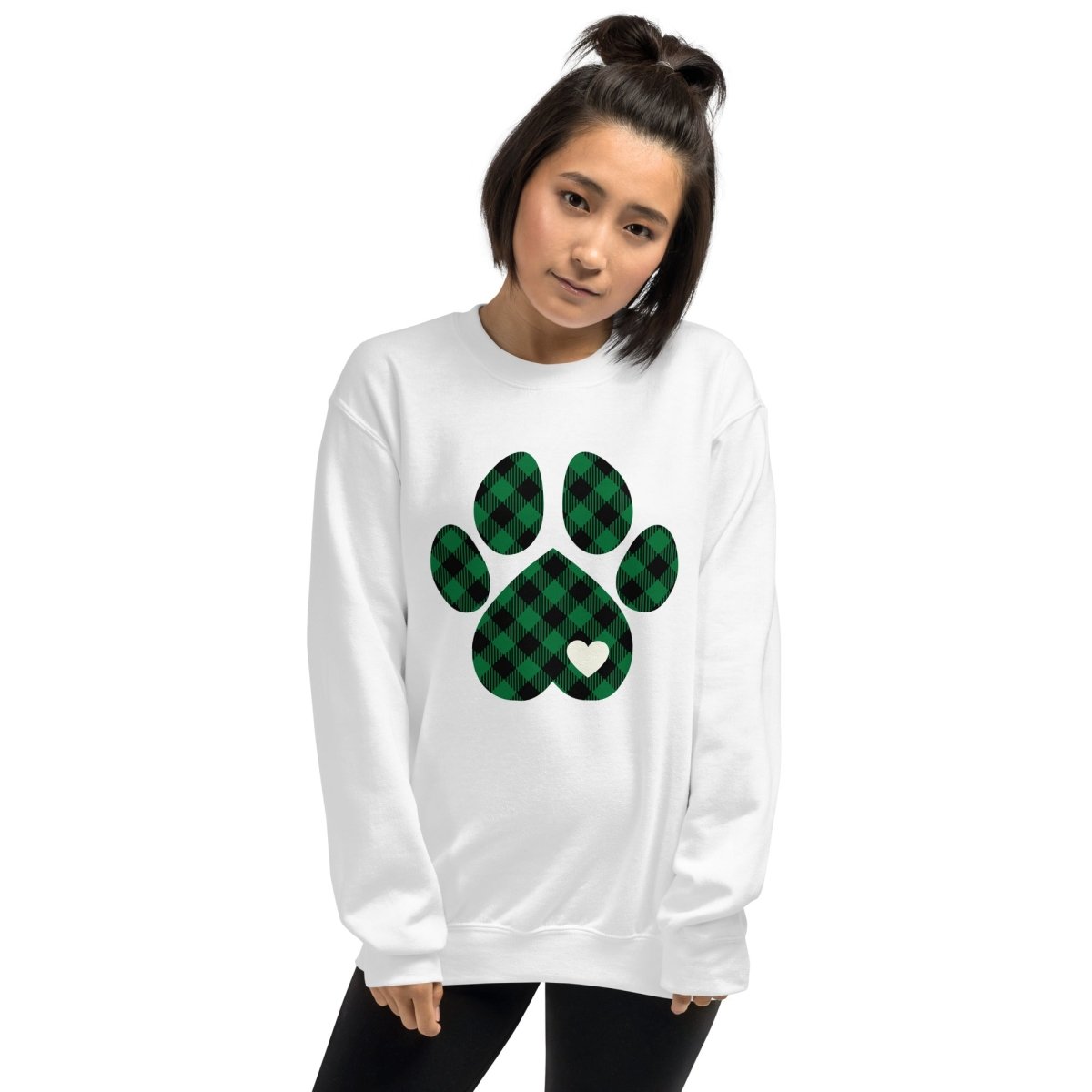 Green Plaid Dog Paw Sweatshirt - DoggyLoveandMore