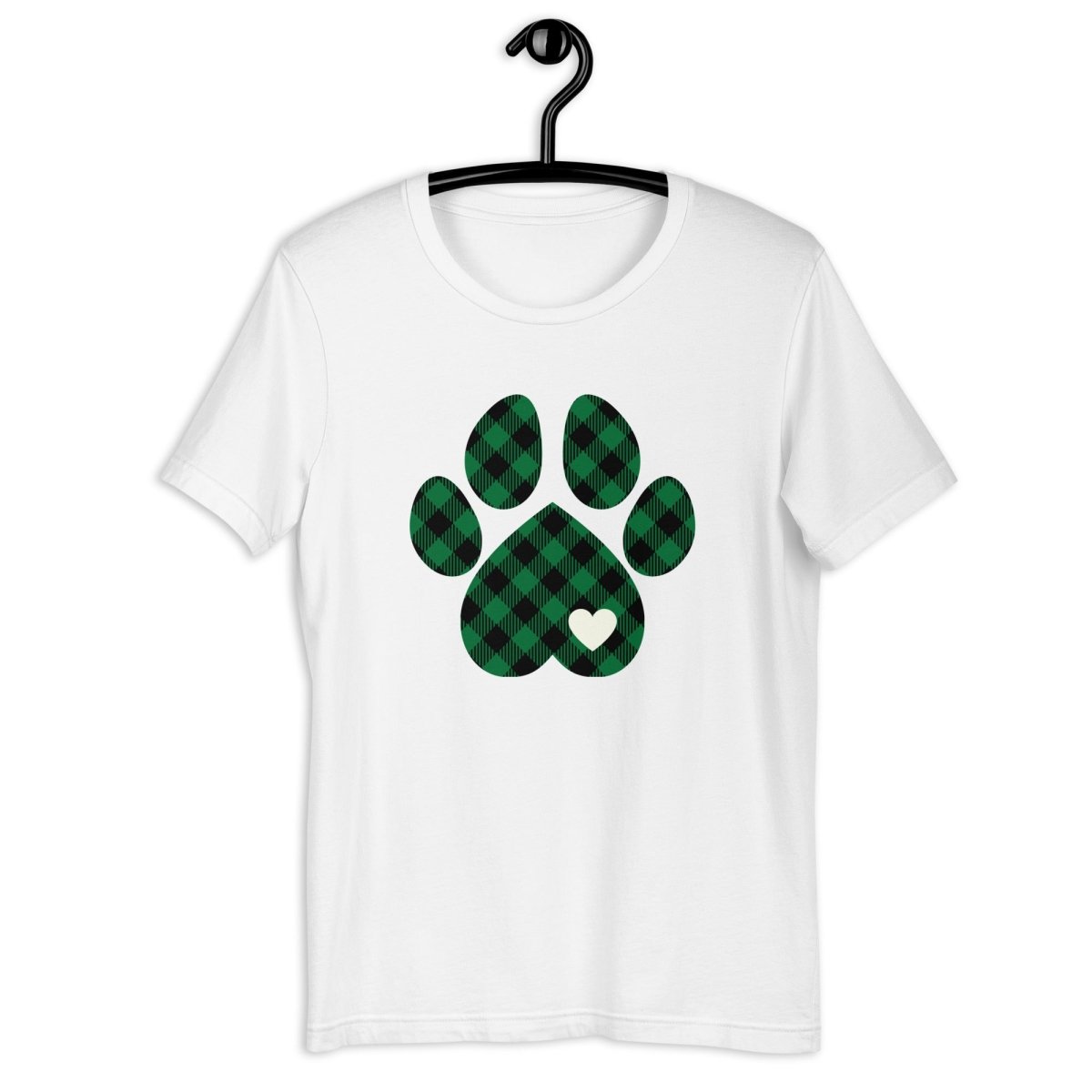 Green Plaid Dog Paw T-Shirt - DoggyLoveandMore