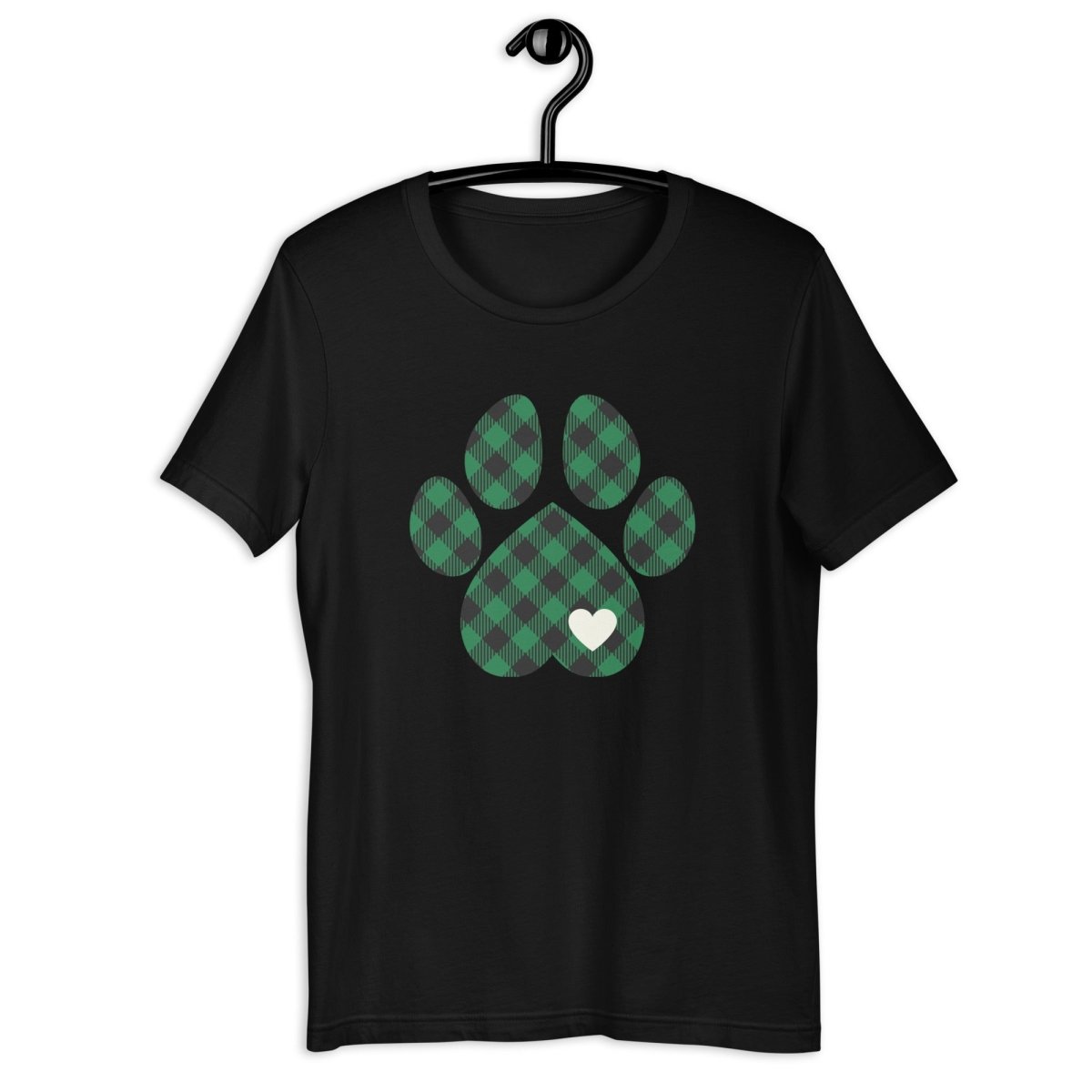 Green Plaid Dog Paw T-Shirt - DoggyLoveandMore