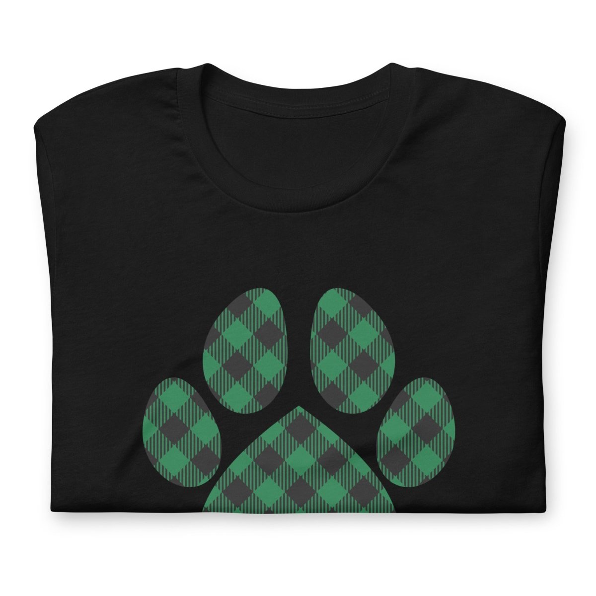 Green Plaid Dog Paw T-Shirt - DoggyLoveandMore