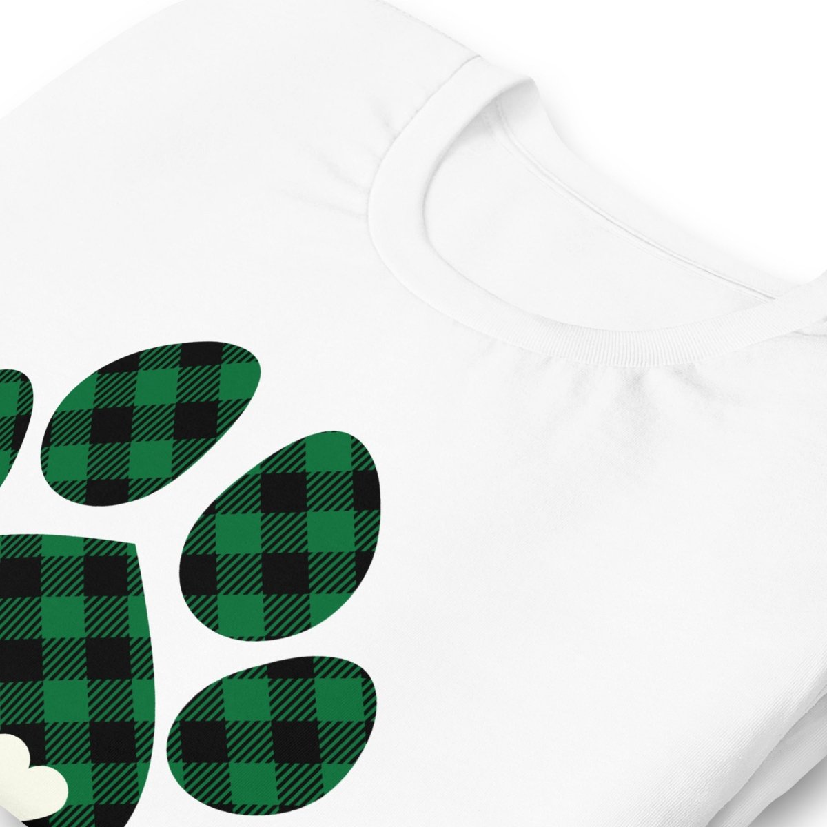 Green Plaid Dog Paw T-Shirt - DoggyLoveandMore