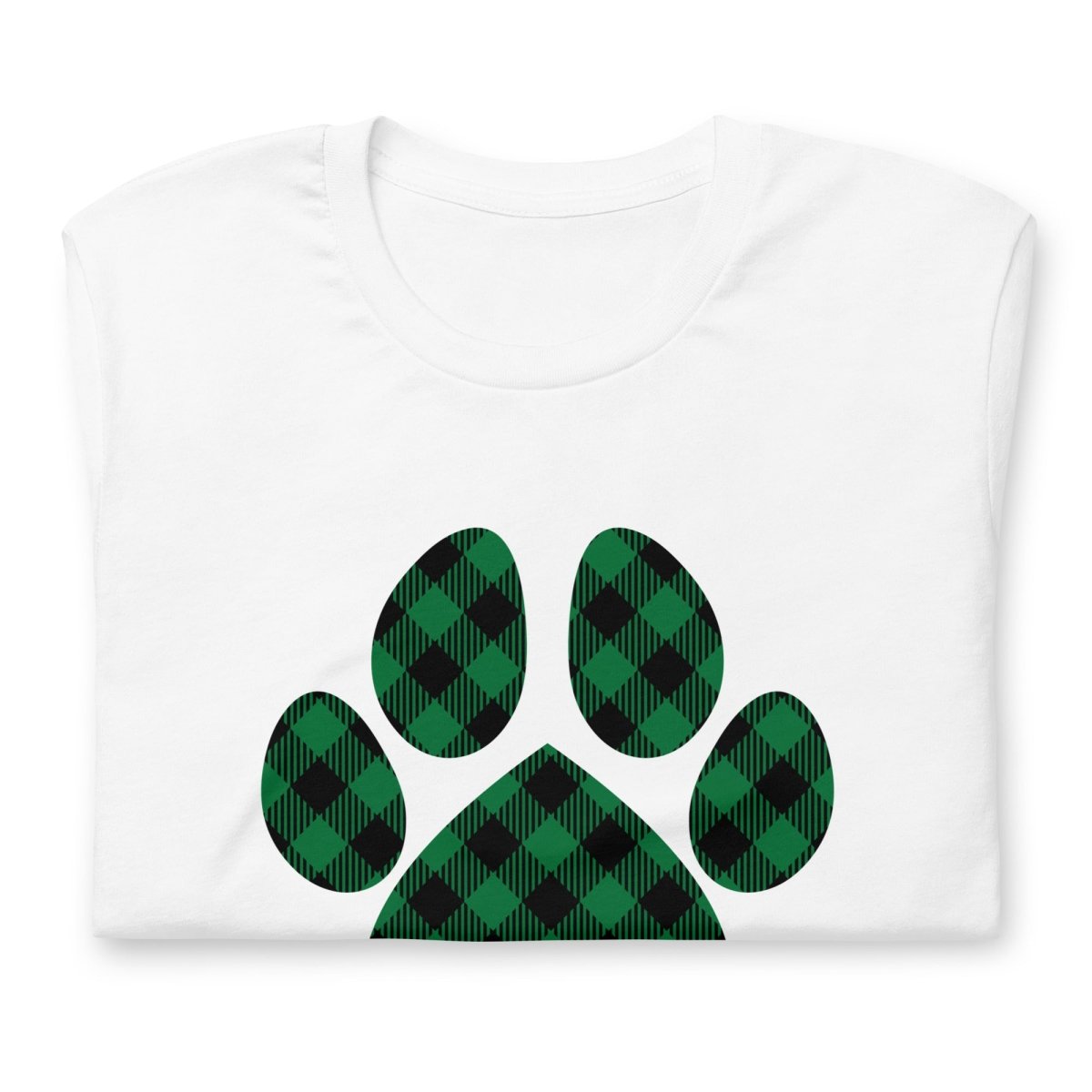 Green Plaid Dog Paw T-Shirt - DoggyLoveandMore