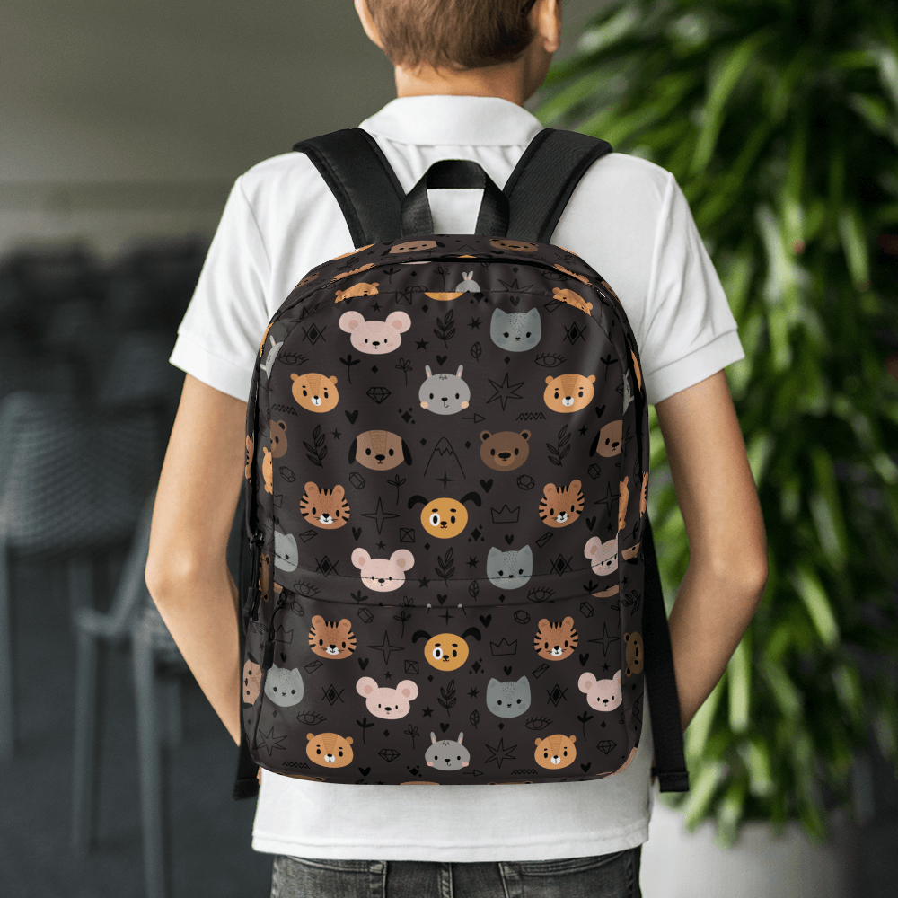 Grey Animal Faces Backpack - DoggyLoveandMore