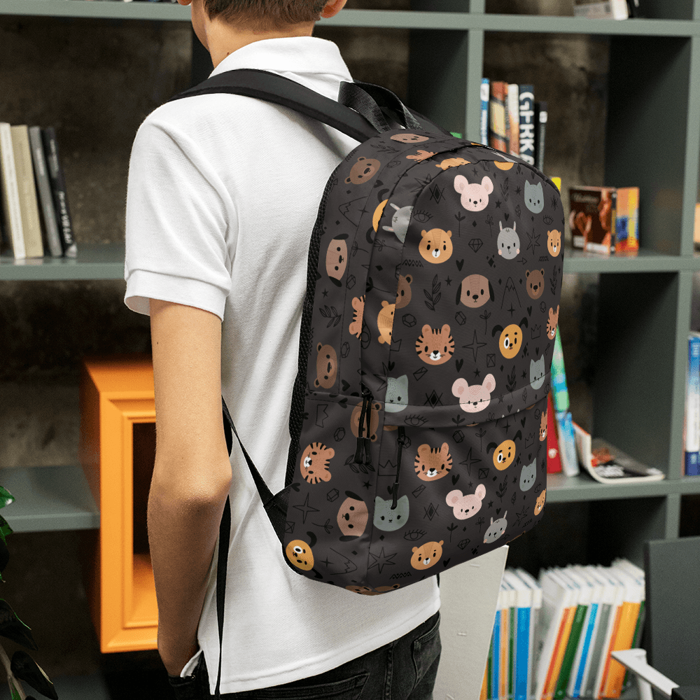 Grey Animal Faces Backpack - DoggyLoveandMore