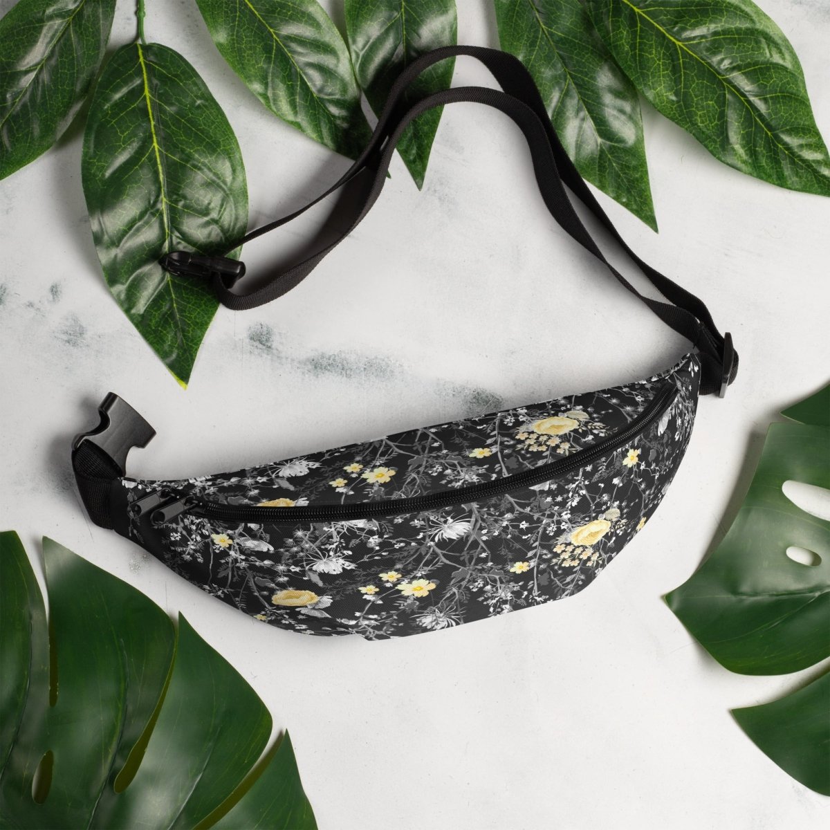 Grey Floral Fanny Pack - DoggyLoveandMore