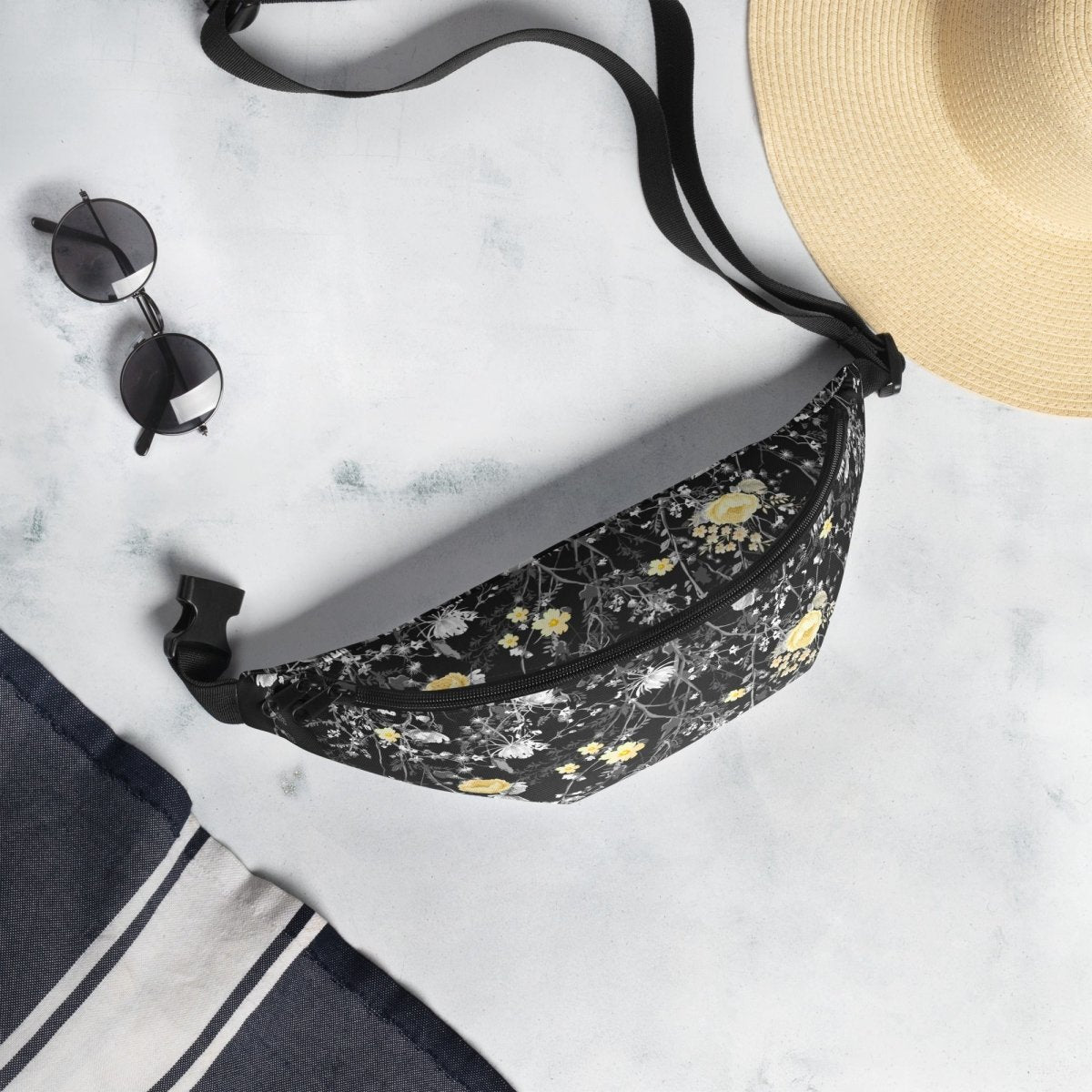 Grey Floral Fanny Pack - DoggyLoveandMore