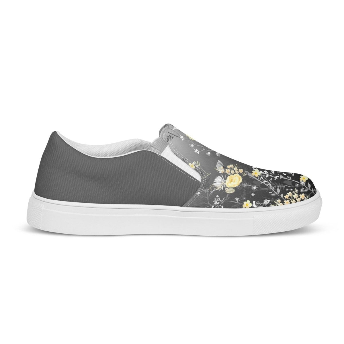 Grey Floral Slip-On Shoes - DoggyLoveandMore