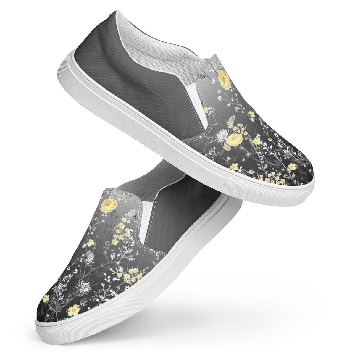 Grey Floral Slip-On Shoes - DoggyLoveandMore