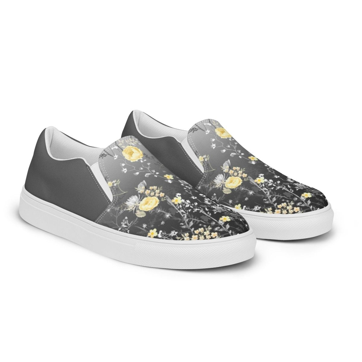 Grey Floral Slip-On Shoes - DoggyLoveandMore