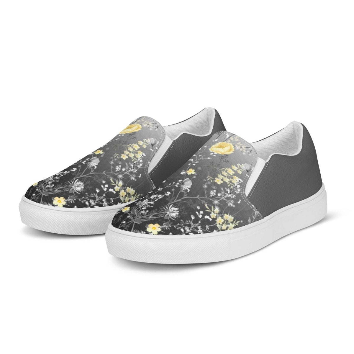 Grey Floral Slip-On Shoes - DoggyLoveandMore