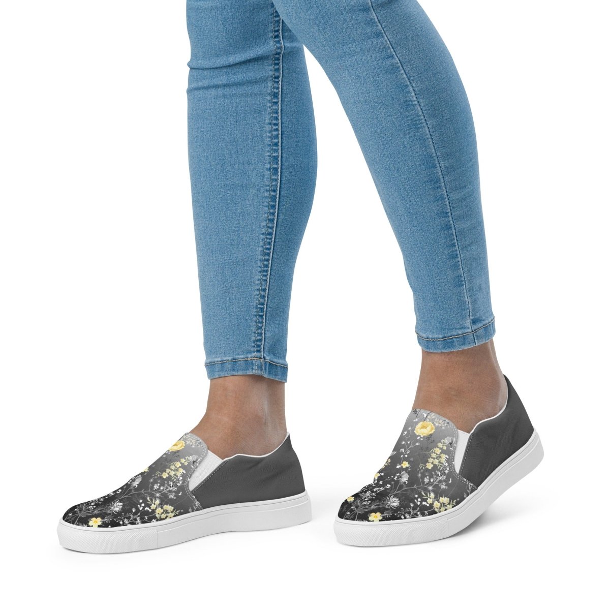 Grey Floral Slip-On Shoes - DoggyLoveandMore