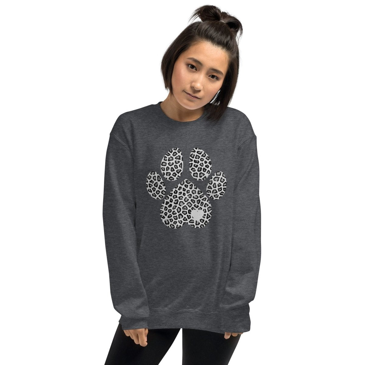 Grey Leopard Print Dog Paw Sweatshirt - DoggyLoveandMore