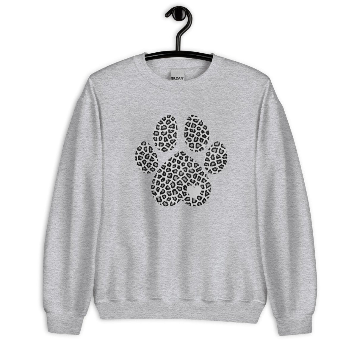 Grey Leopard Print Dog Paw Sweatshirt - DoggyLoveandMore