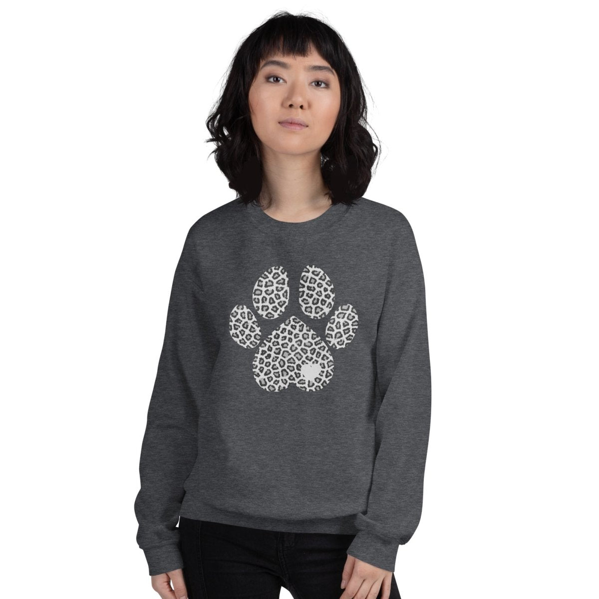 Grey Leopard Print Dog Paw Sweatshirt - DoggyLoveandMore