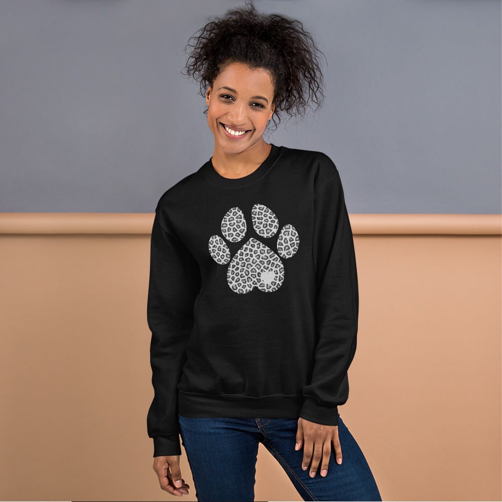 Grey Leopard Print Dog Paw Sweatshirt - DoggyLoveandMore