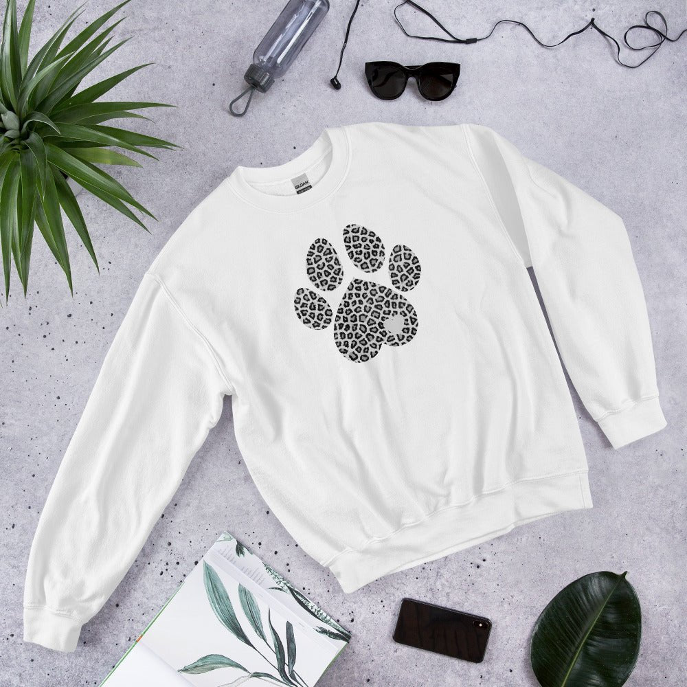 Grey Leopard Print Dog Paw Sweatshirt - DoggyLoveandMore