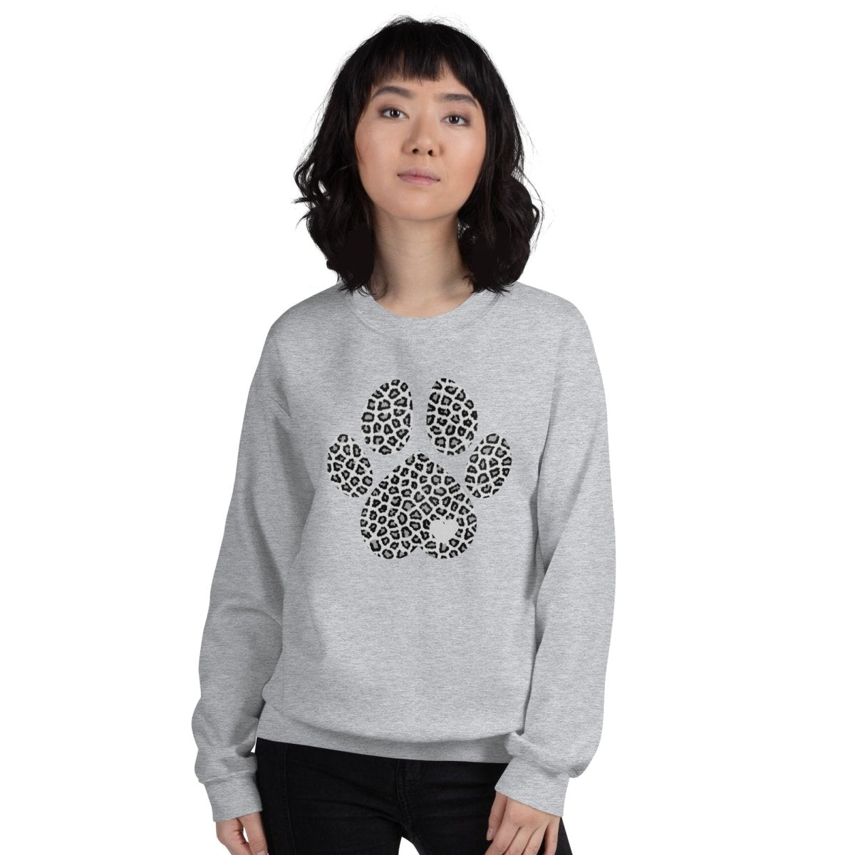 Grey Leopard Print Dog Paw Sweatshirt - DoggyLoveandMore