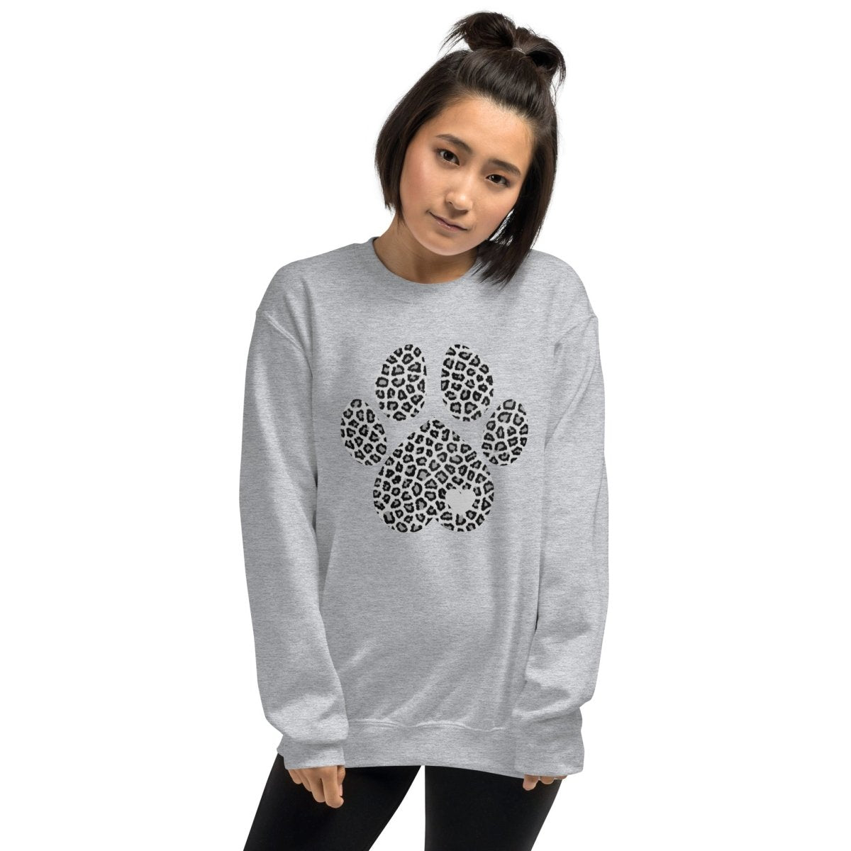 Grey Leopard Print Dog Paw Sweatshirt - DoggyLoveandMore