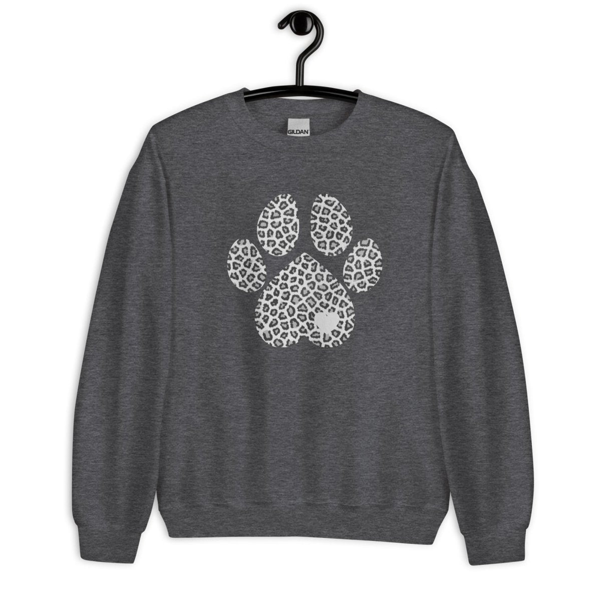 Grey Leopard Print Dog Paw Sweatshirt - DoggyLoveandMore