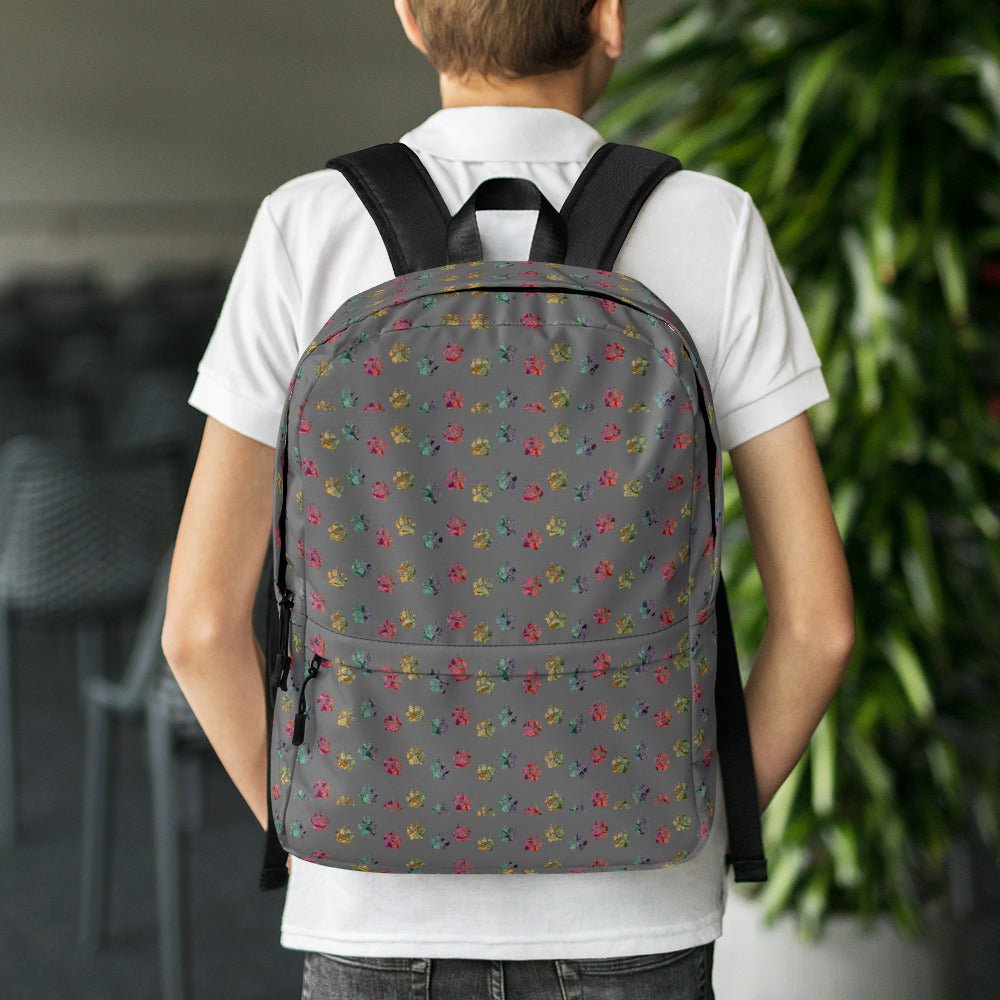 Grey Paw Prints Backpack - DoggyLoveandMore