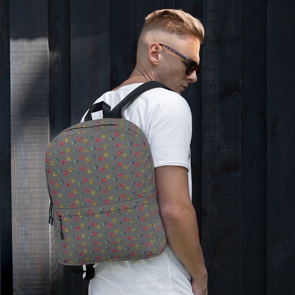 Grey Paw Prints Backpack - DoggyLoveandMore