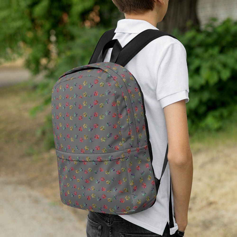 Grey Paw Prints Backpack - DoggyLoveandMore