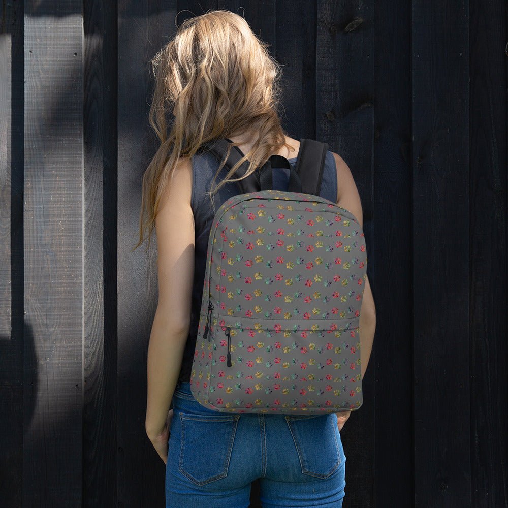 Grey Paw Prints Backpack - DoggyLoveandMore