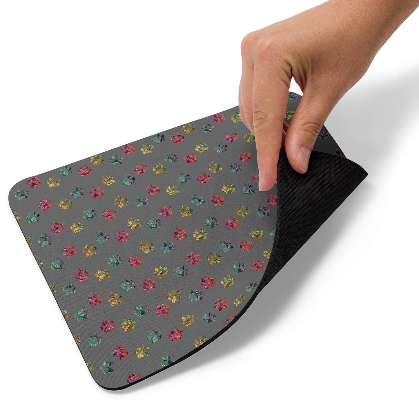 Grey Paw Prints Mouse Pad - DoggyLoveandMore