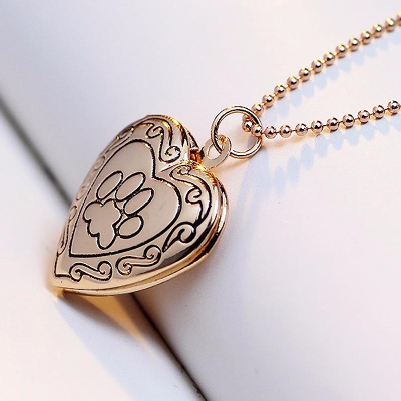Heart and Paw Photo Locket Necklace - DoggyLoveandMore