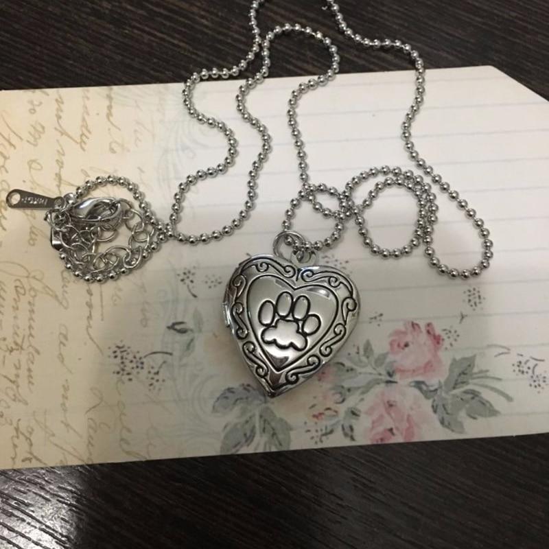 Heart and Paw Photo Locket Necklace - DoggyLoveandMore