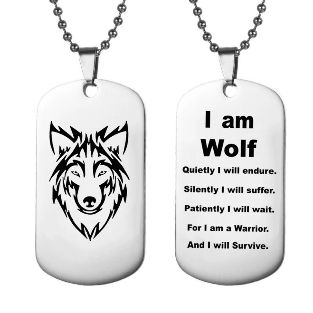 I Am Wolf Dog Tag Necklace or Key Chain - DoggyLoveandMore