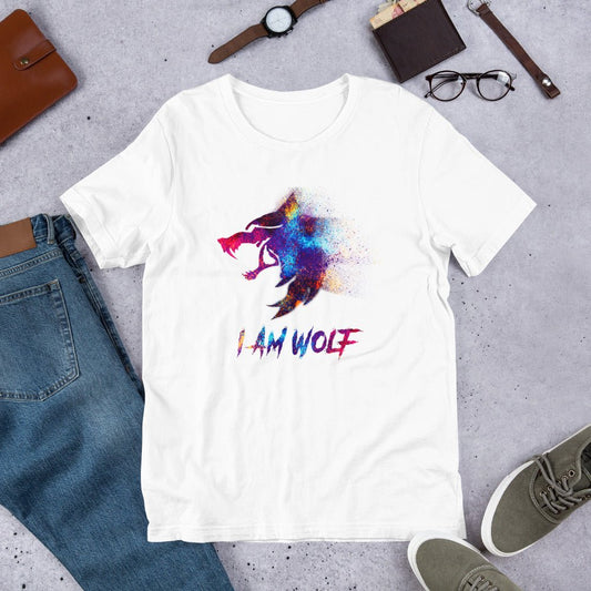 I AM WOLF Rainbow Graphic T-Shirt-DoggyLoveandMore