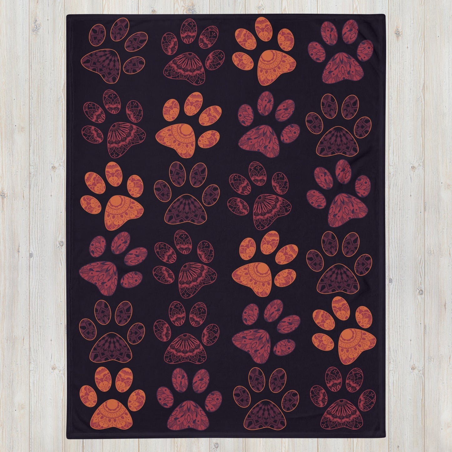Mandala Paw Prints Throw Blanket-DoggyLoveandMore